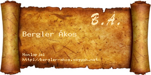 Bergler Ákos névjegykártya